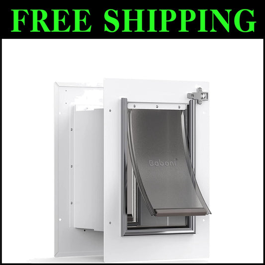 Durable Steel Frame Pet Door for Wall – Double Flap for Cats & Dogs Up to 12 lbs