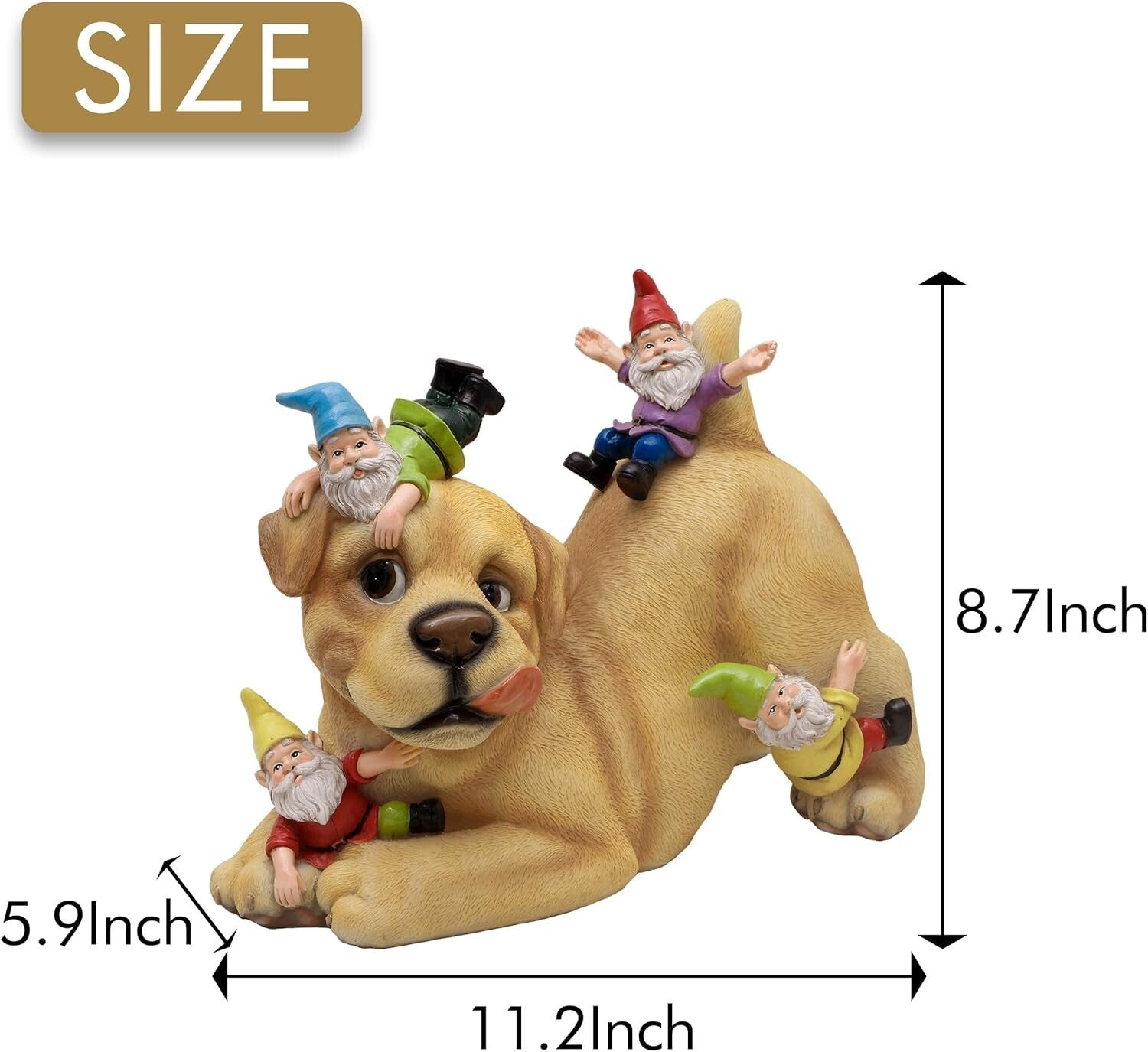 Resilient Resin Dog Gnome Sculpture - Funny Lawn Ornament for All Seasons