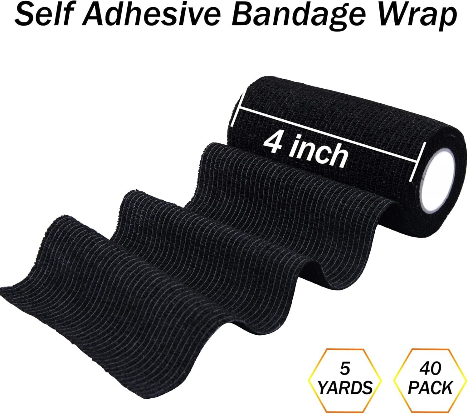 Comfortable 4 Inch Self-Adherent Stretch Bandage Wrap - 40 Rolls for Easy Care