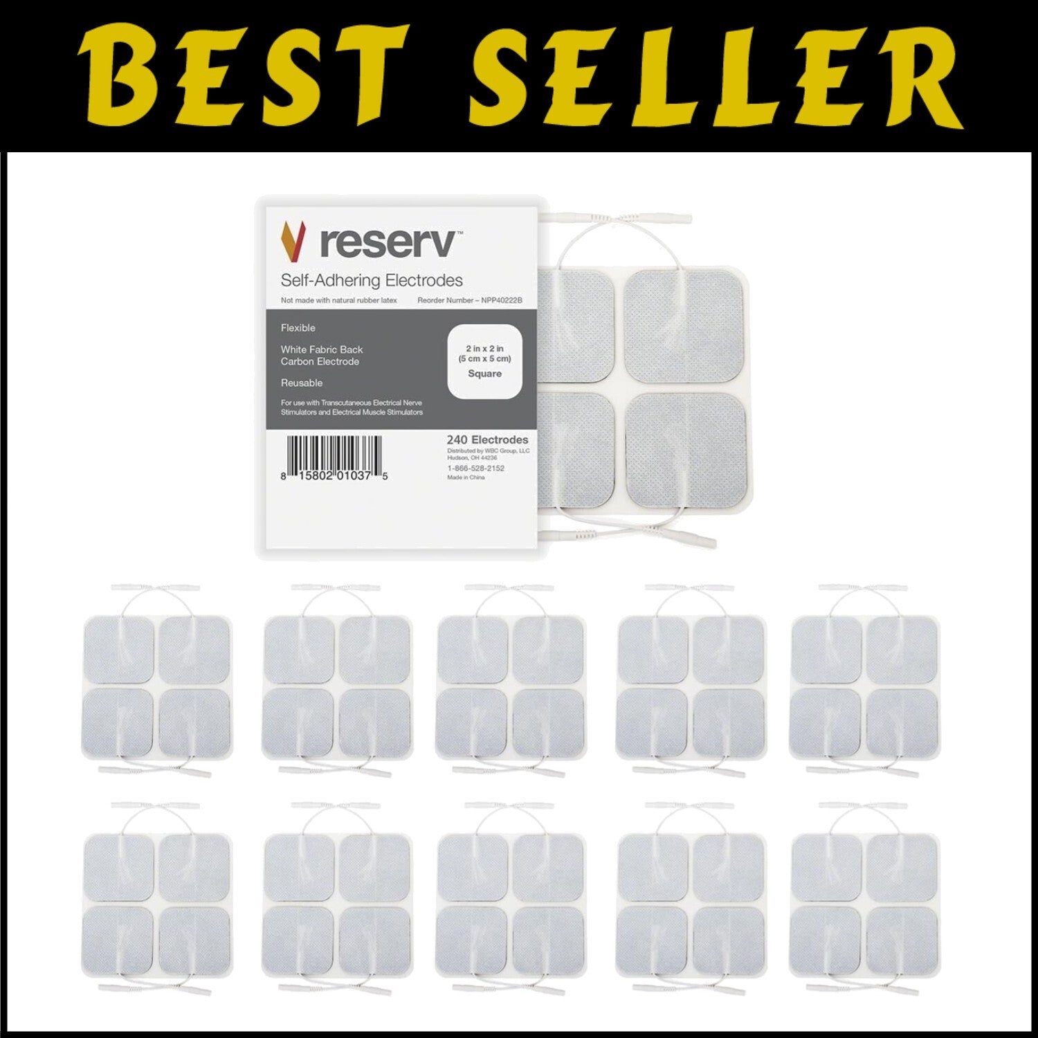 Universal Compatibility 2" x 2" Self-Adhesive Electrode Pads for TENS/EMS Units