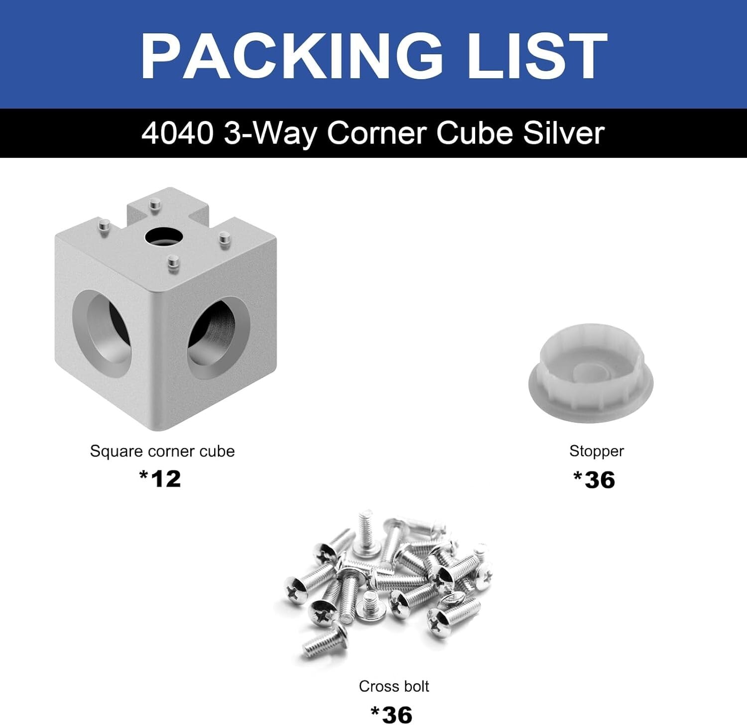 12-Pack 4040 Aluminum Corner Cube T-Slot Kit - Perfect for CNC and DIY Projects