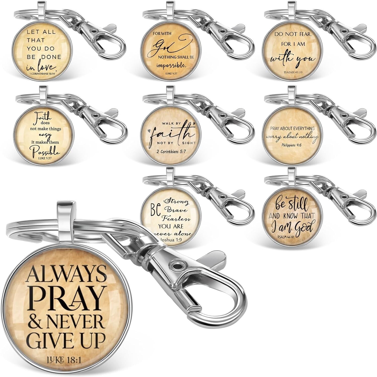 54-Piece Christian Keychain Set with Bible Verses - Inspirational Gifts for All