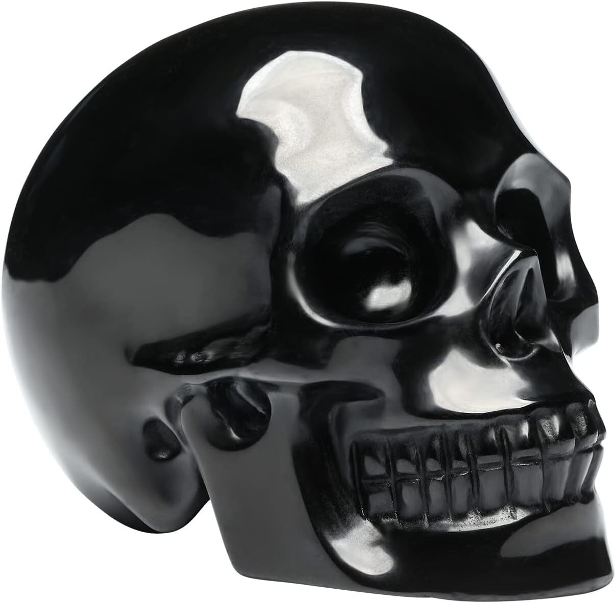 Gorgeous 5'' Black Obsidian Skull - Perfect for Halloween & Year-Round Décor