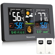 Load image into Gallery viewer, Modern Black Wireless Weather Station with Temperature, Humidity &amp; Time Display