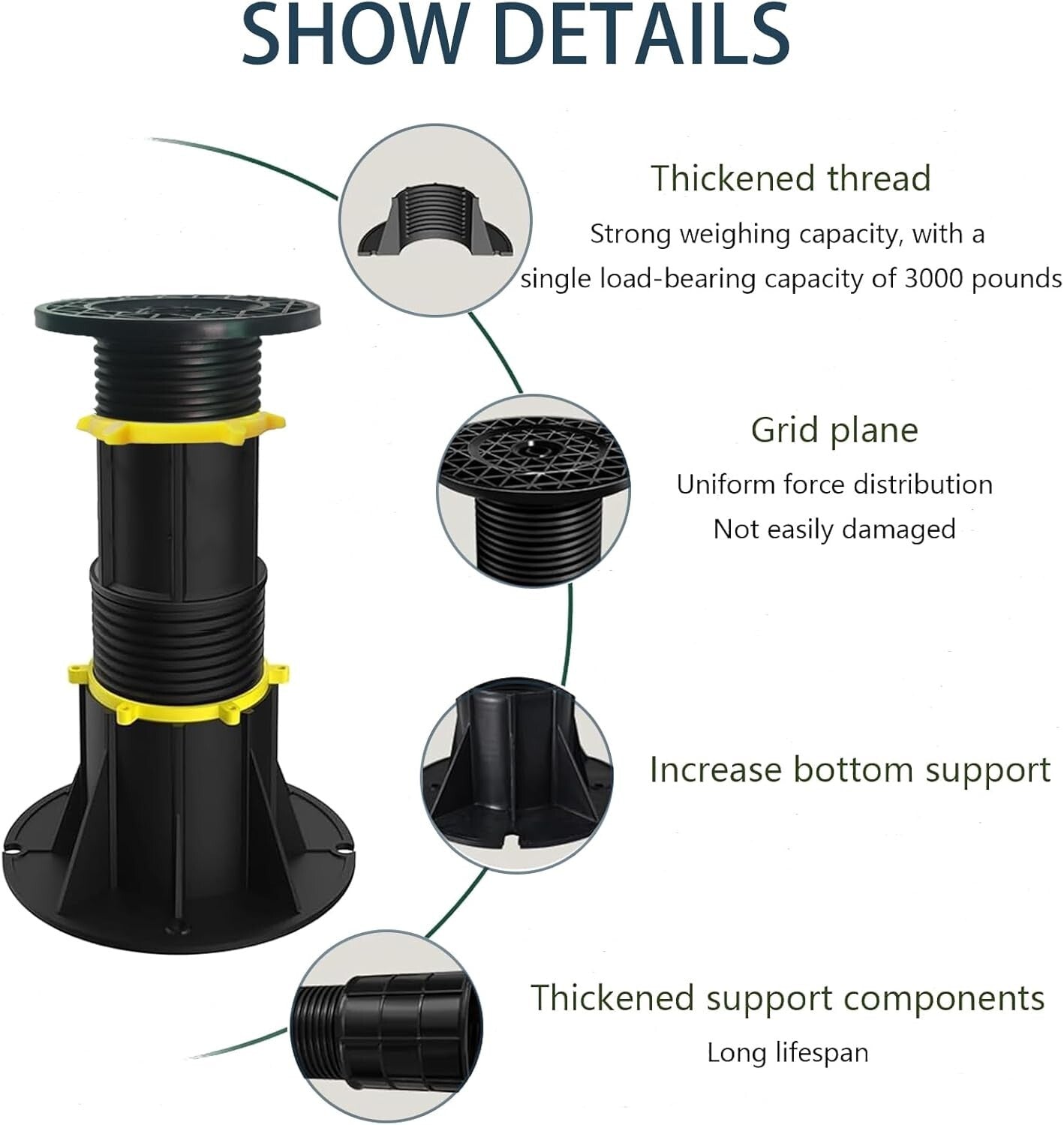 Sturdy Plastic Bed Frame Support Legs - Telescopic Design & Noise-Reducing