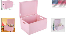 Load image into Gallery viewer, Large Pink Wooden Storage Box with Hinged Lid – Elegant Organization Solution
