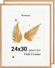 Load image into Gallery viewer, Minimalist 24x30 Solid Oak Picture Frames with Easy Clip &amp; Hang Design, 2 Pack