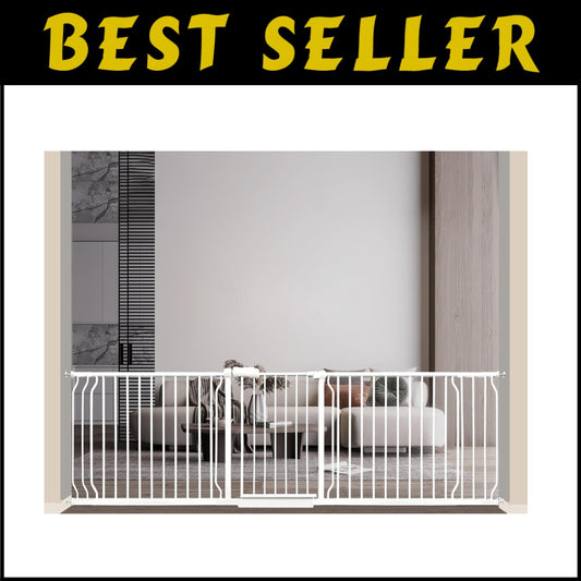 Extra Wide 85.8-104.5 Inch Baby Gate - Pressure Mounted, Auto-Close Safety Gate