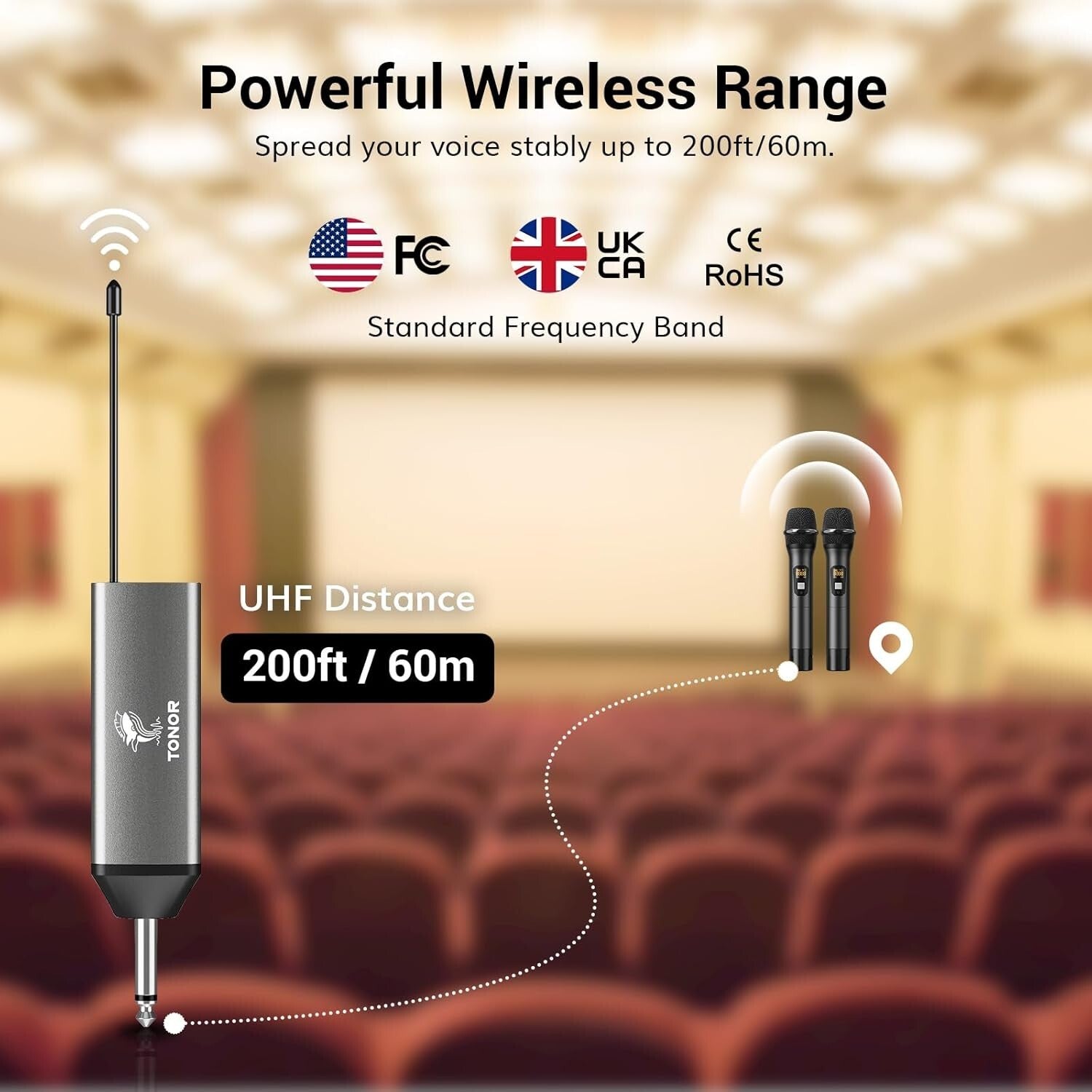 Dual Cordless UHF Microphone Set - Rechargeable Metal Design for Versatile Use