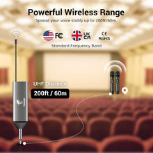 Load image into Gallery viewer, Dual Cordless UHF Microphone Set - Rechargeable Metal Design for Versatile Use