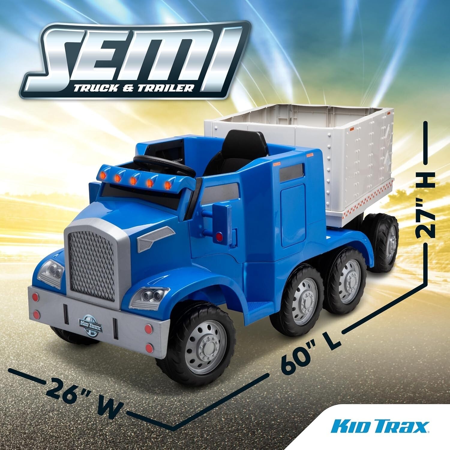 12V Kids Ride-On Semi-Truck with Detachable Trailer, Realistic Sounds & Lights