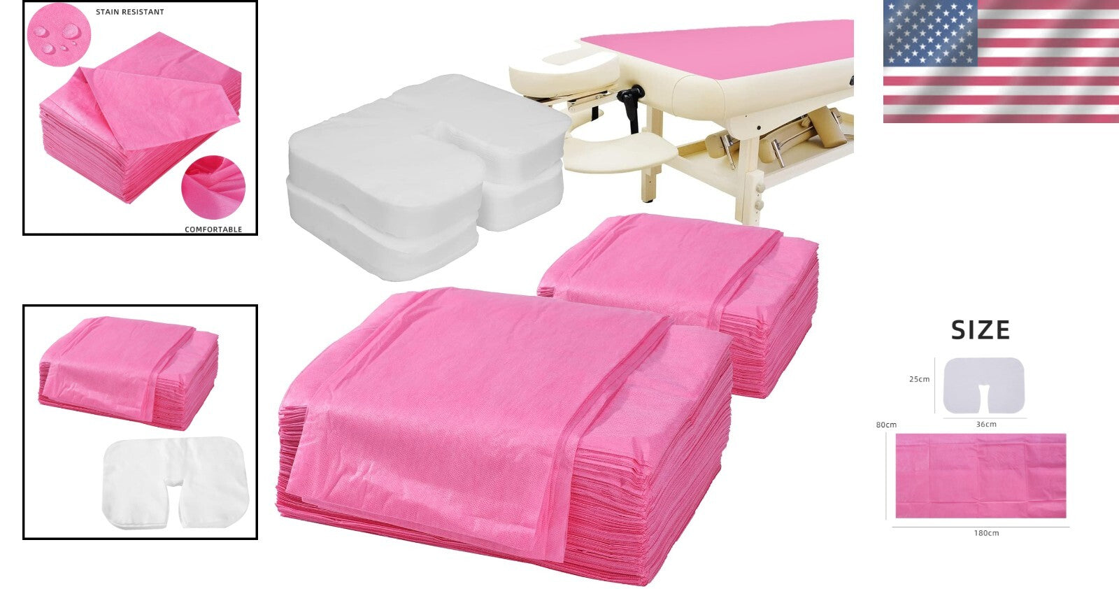 Comforting Non-Woven Disposable Massage Sheets & Face Cradle Covers - 200 Pack