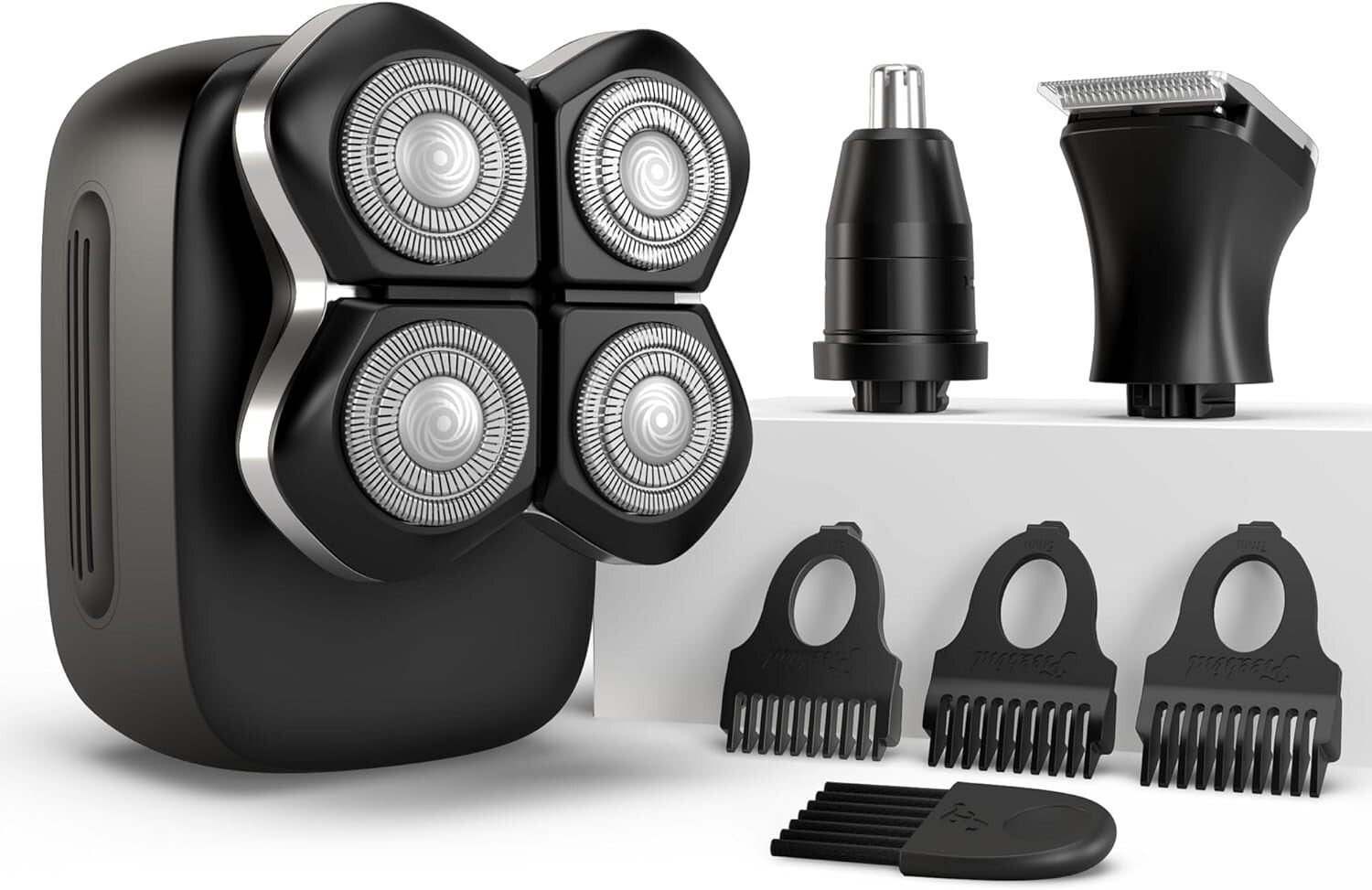 Rechargeable Waterproof Shaver with Rotary Blades - Precision Grooming Tool