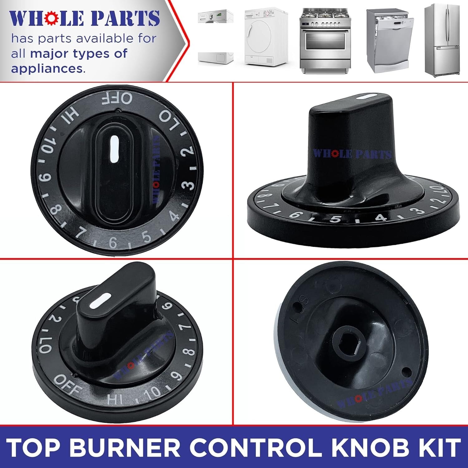 Versatile 4-Pack Oven Control Knobs - Compatible with Select Kenmore & Jenn Air