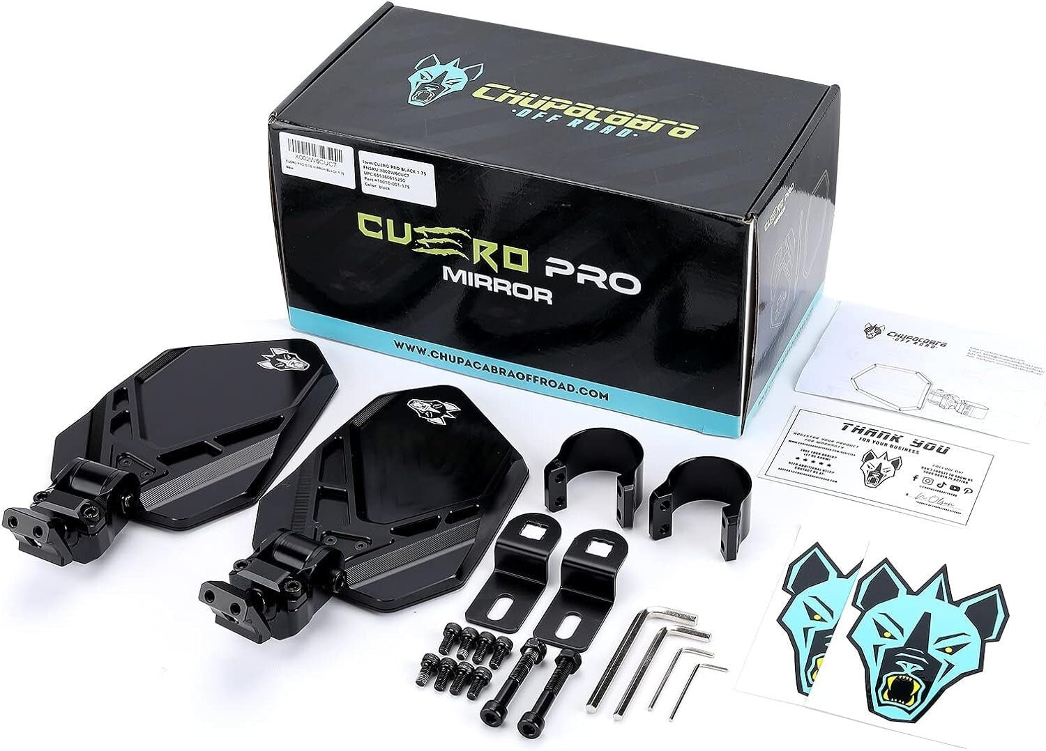 UTV Side Mirror Set with Large Convex Glass for Maximum Off-Road Visibility