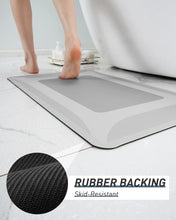Load image into Gallery viewer, Quick Dry Absorbent Grey Bath Mat with Rubber Backing – Ideal for Shower Safety