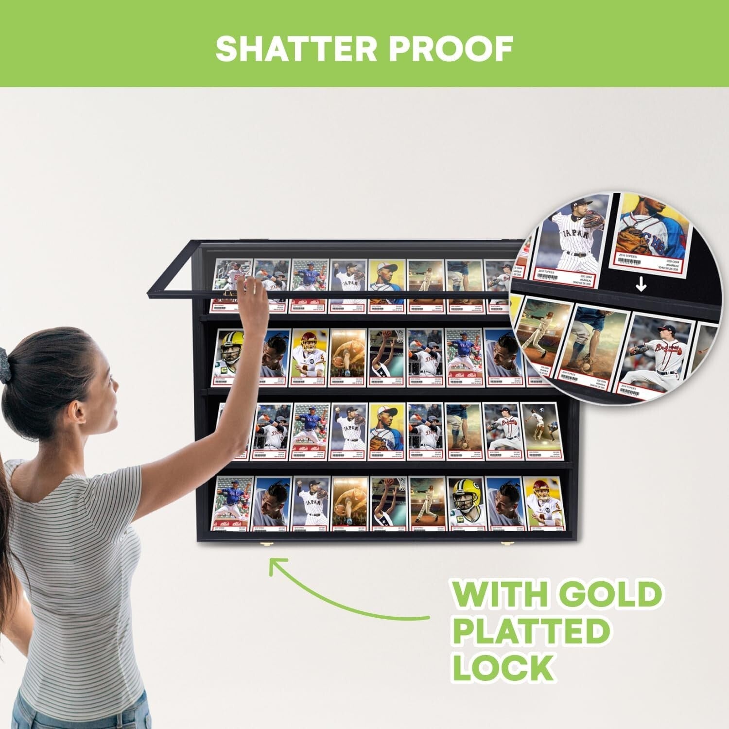 Stylish Black Acrylic Card Display Case - Anti-Theft Locks & UV Protection