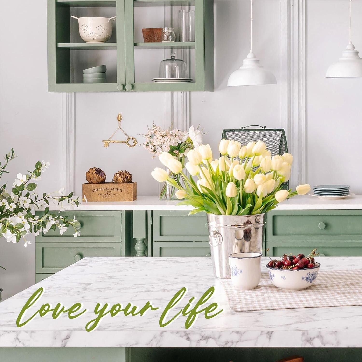 Waterproof Faux Tulips in Milk White - 100-Piece Set for Year-Round Elegance