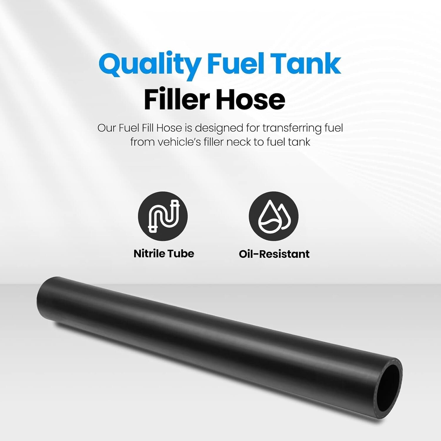 1" ID 3 Feet Reinforced Gasoline Fuel Filler Hose with Clamps for Easy Install