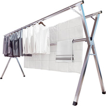 Load image into Gallery viewer, 95-Inch Heavy Duty Stainless Steel Clothes Drying Rack with 20 Windproof Hooks