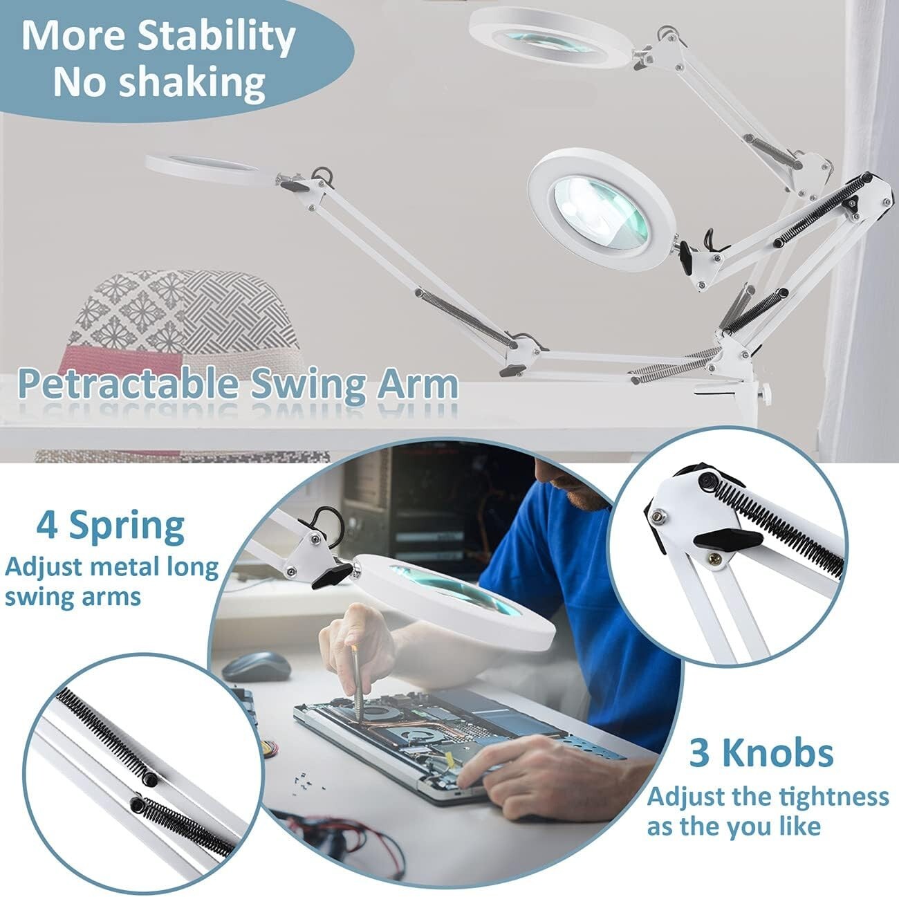 10X Magnifying Lamp with Adjustable Arm & LED Light - Ultimate Craft Companion
