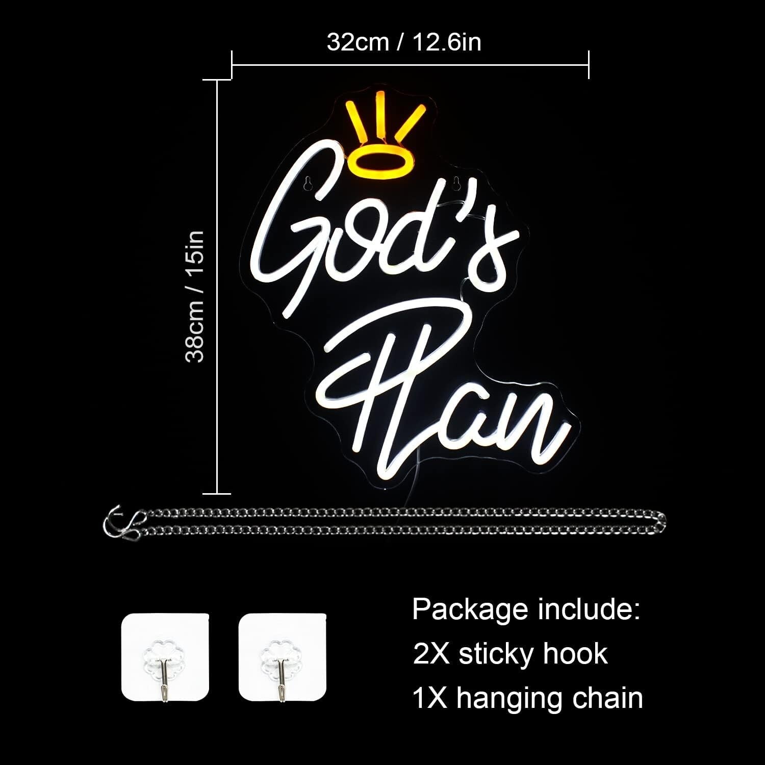 Elegant USB-Powered Neon Wall Sign - God's Plan Light for Bedroom & Living Room