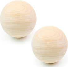 Load image into Gallery viewer, 7-Inch Natural Wood Craft Balls - Perfect for DIY Decor &amp; Projects (Set of 2)