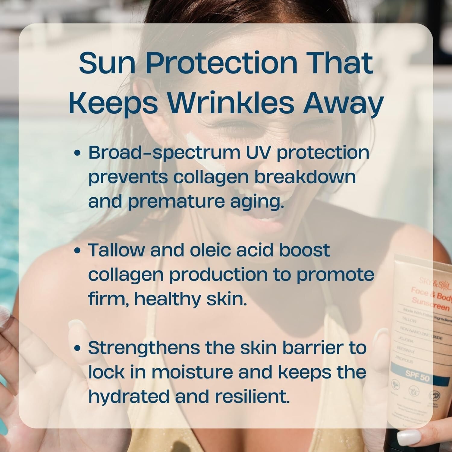 SPF 50 Organic Tallow & Zinc Oxide Sunscreen - Water-Resistant & Makeup Friendly