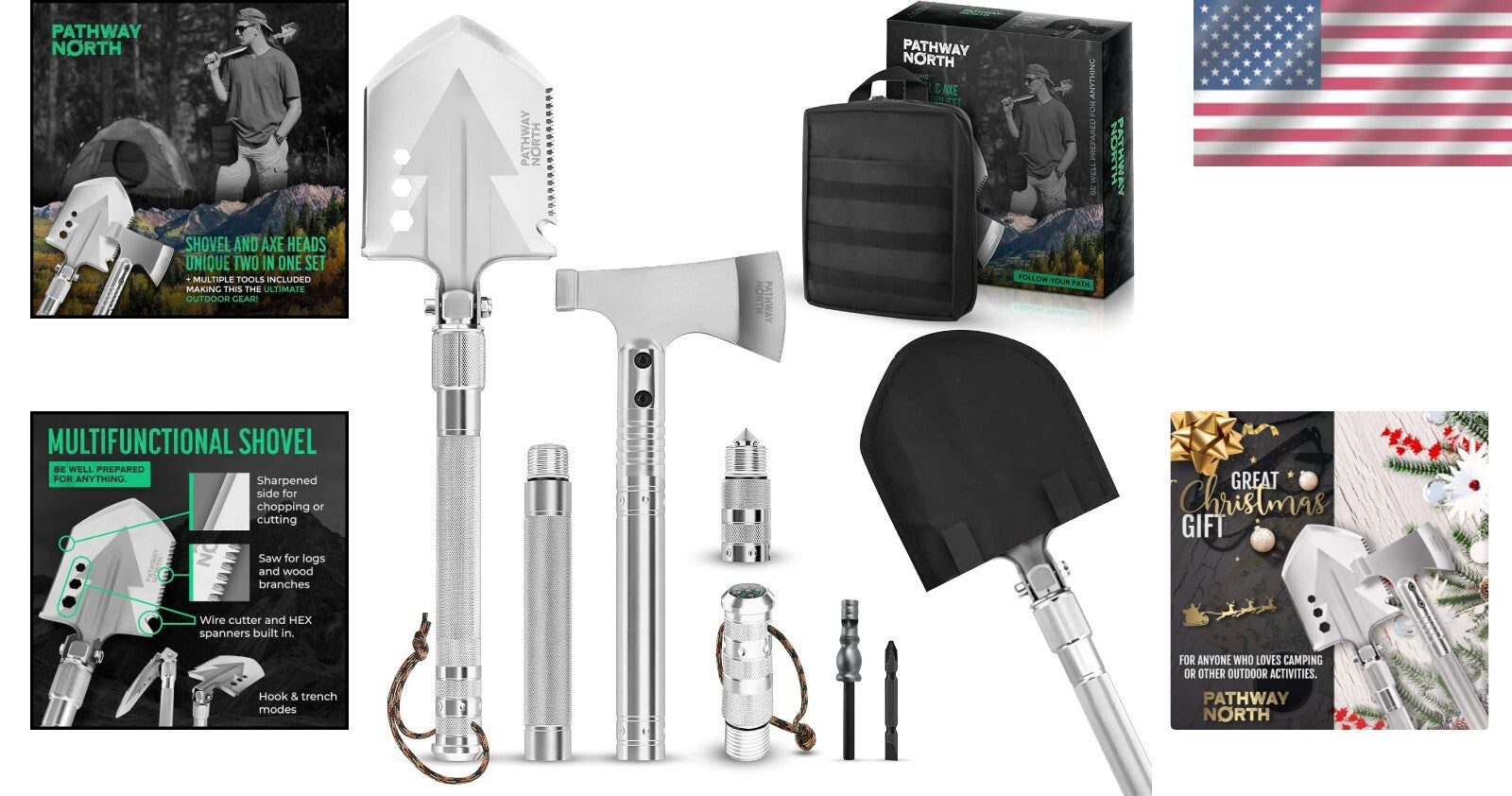Ergonomic Stainless Steel Camping Axe and Foldable Shovel - Ultimate Outdoor Kit