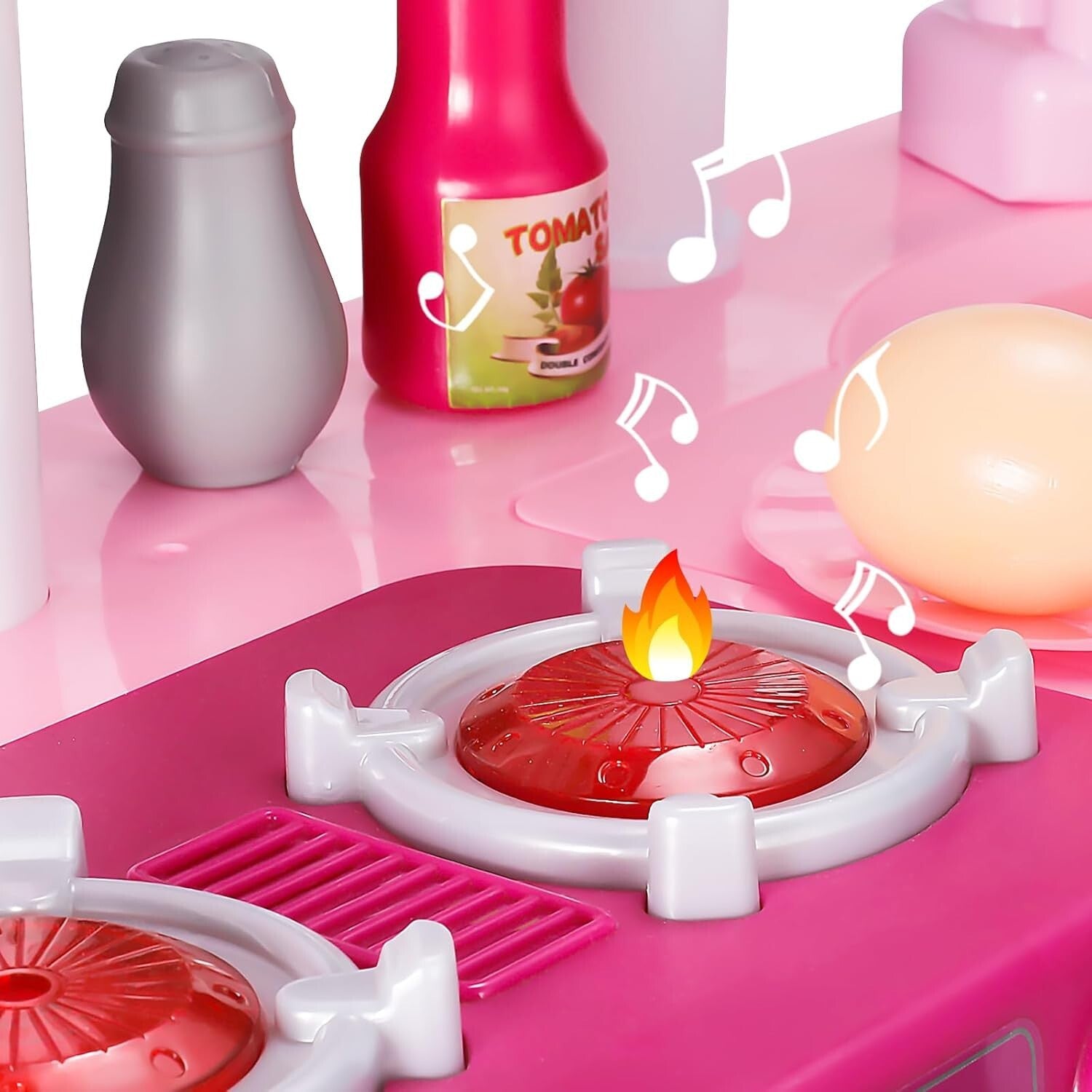 53-Piece Play Kitchen Set with Temperature Sensing Sink for Engaging Role-Play