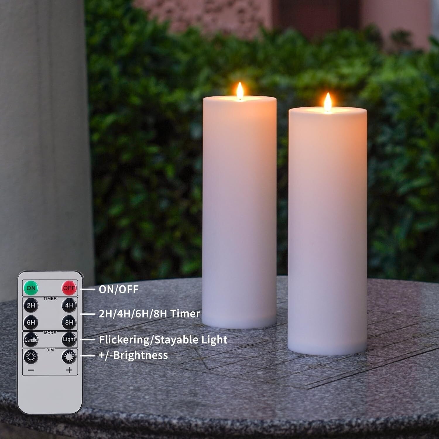 12" Waterproof LED Pillar Candles with Timer - Remote Control for Outdoor Bliss