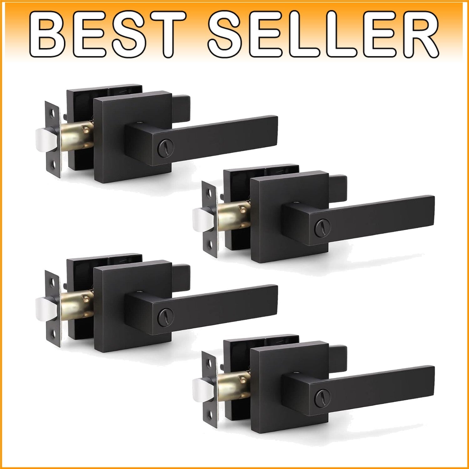 Easy Install Matte Black Door Levers - 4-Piece Set for Bedrooms & Bathrooms