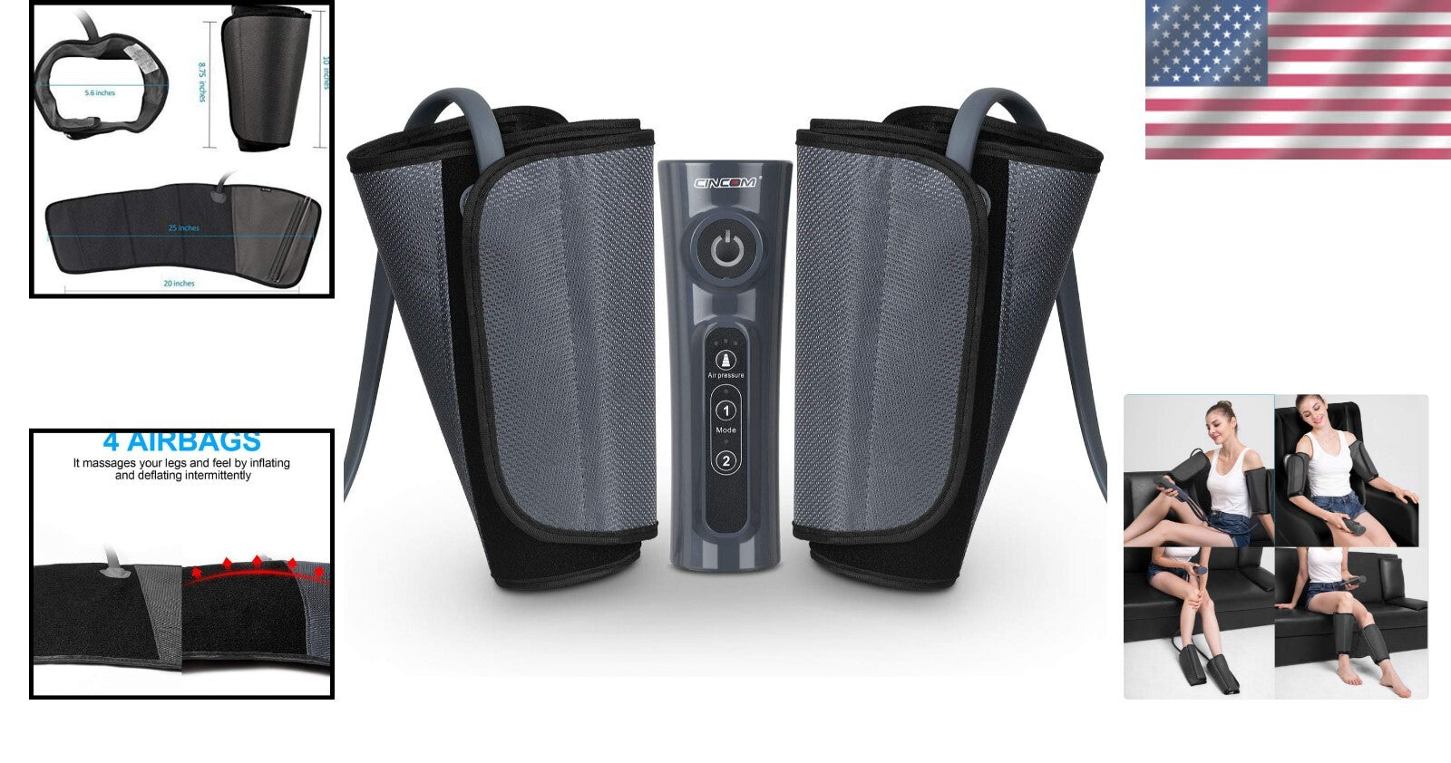 Air Compression Leg Massager for Circulation - Relief for RLS and Edema