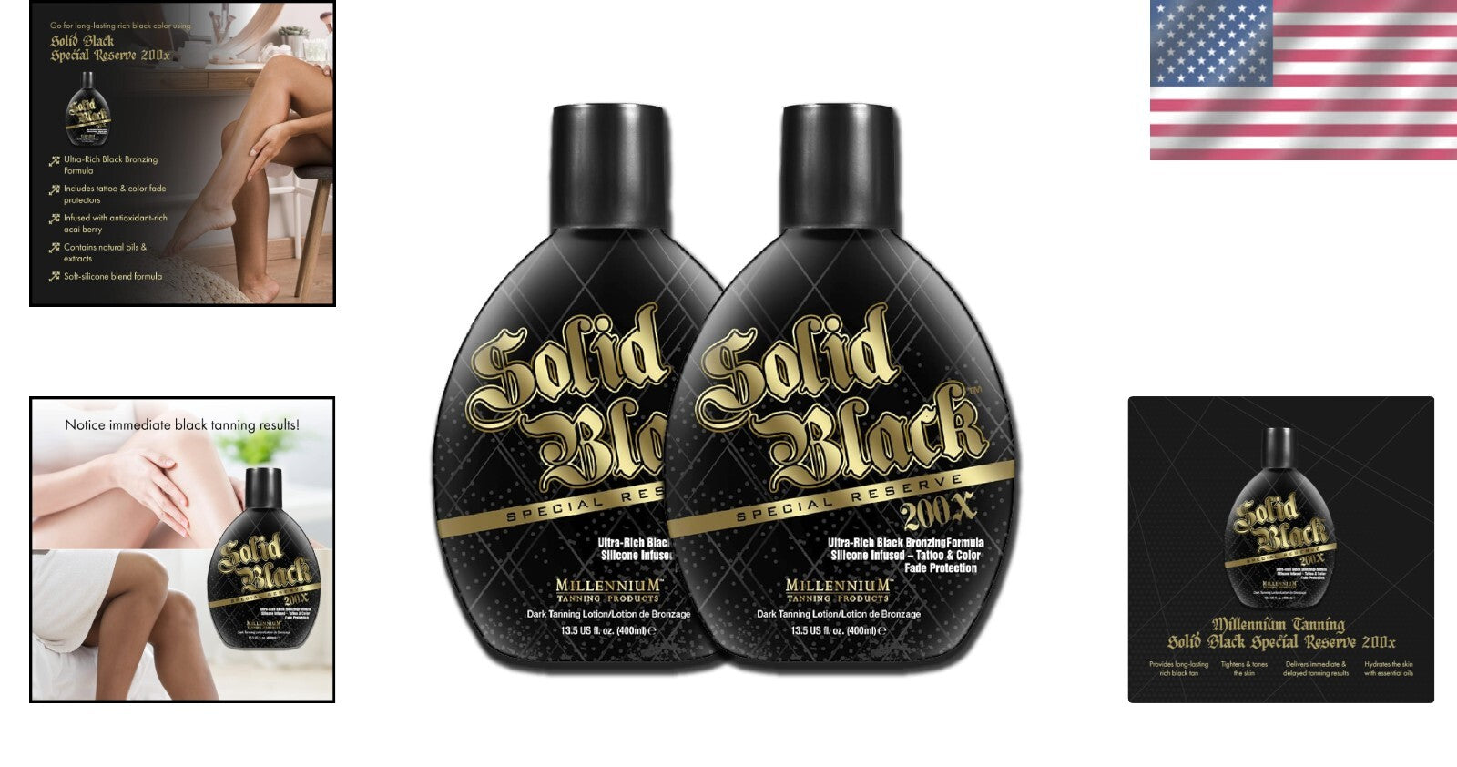 Solid Black Special Reserve 200X Tanning Lotion, 13.5oz, 2-Pack for Radiant Tan