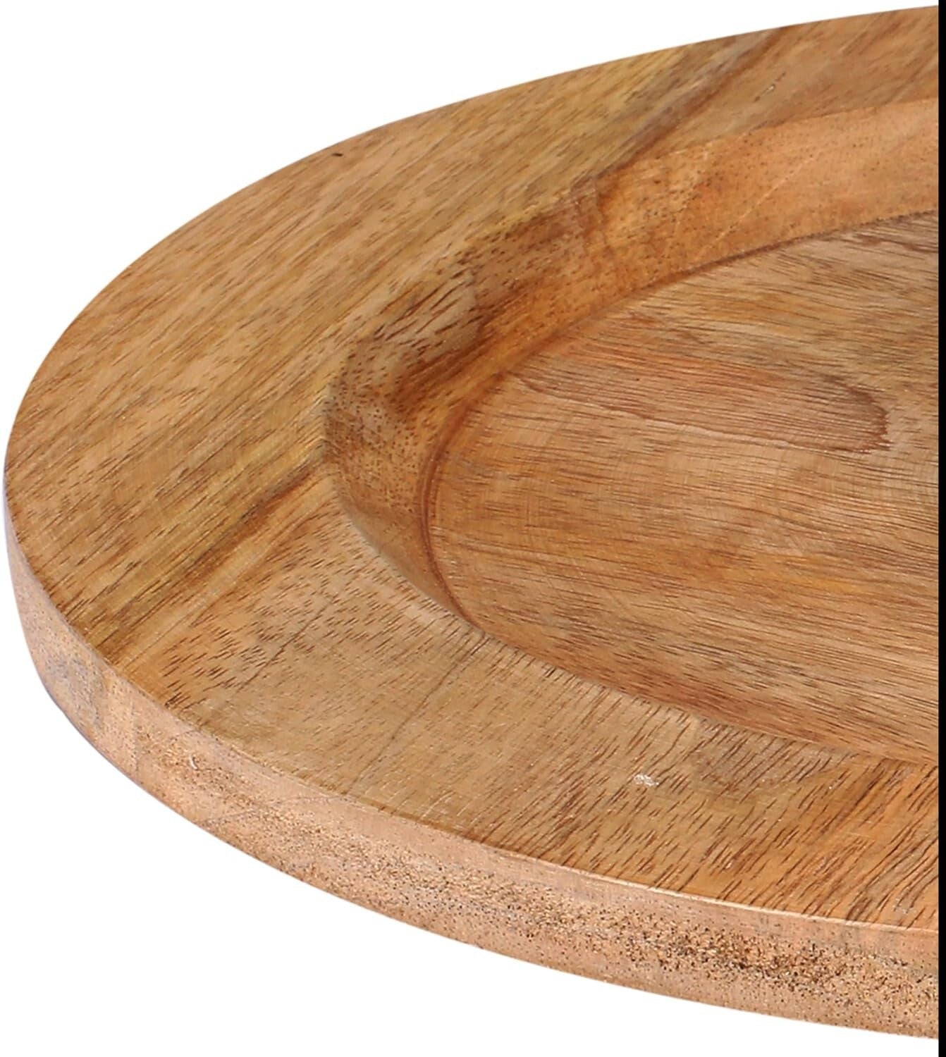 Handcrafted Rustic 13" Natural Wood Charger Plates - Set of 2 for Elegant Dining
