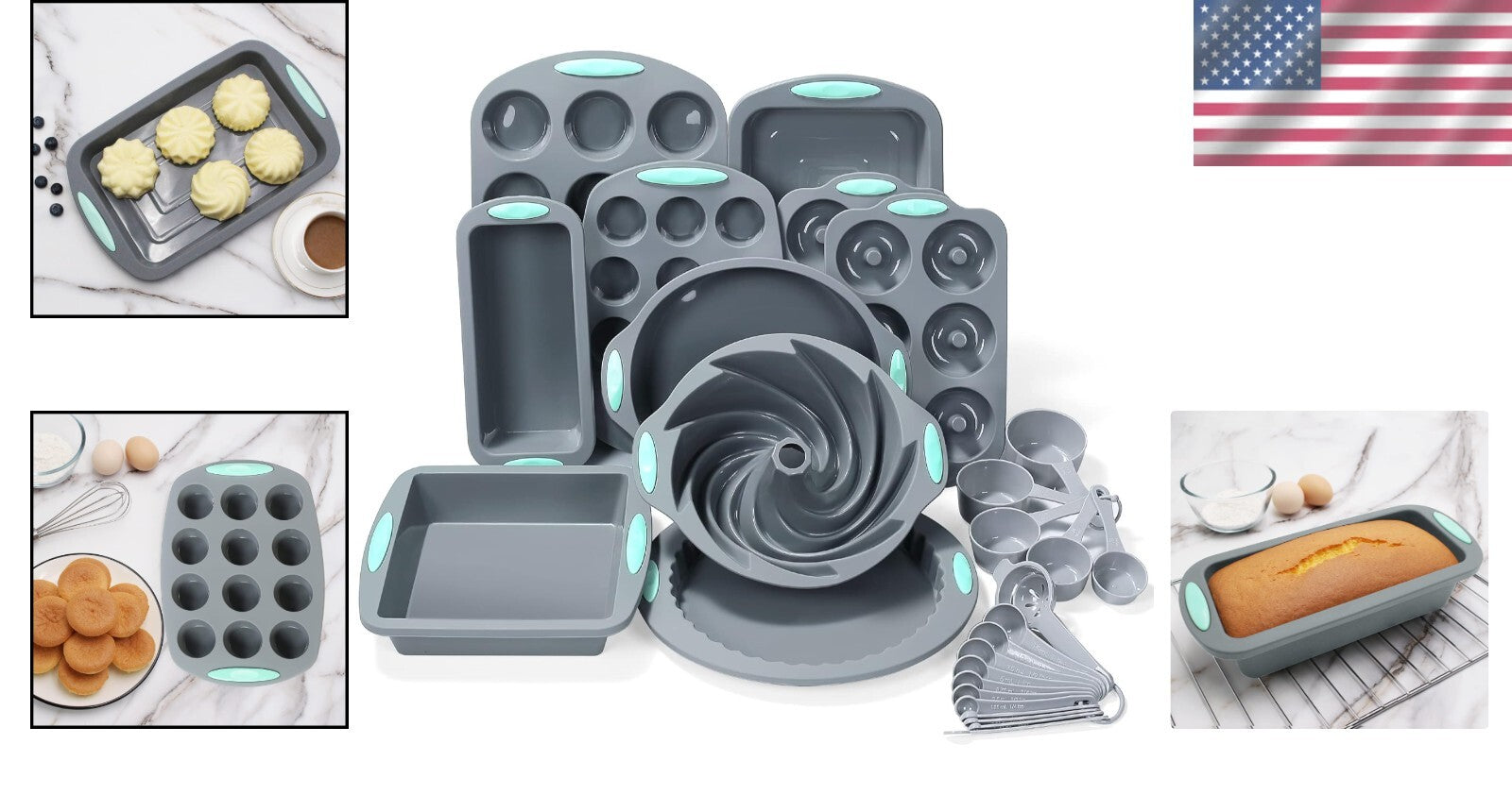 27-Piece Silicone Baking Set - Non-Stick Bakeware with Measuring Cups & Spoons