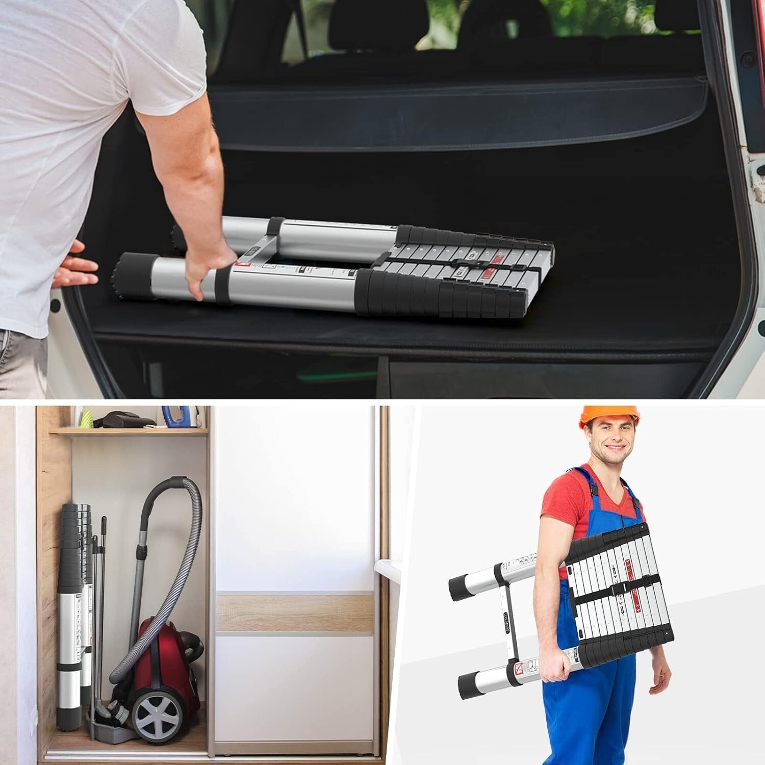 Portable Telescoping Ladder 12.5ft - Lightweight Design for Outdoor and Home Use