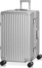 Load image into Gallery viewer, Fashionable Silver 24-In Aluminium Frame Suitcase with TSA Lock &amp; Spinner Wheels