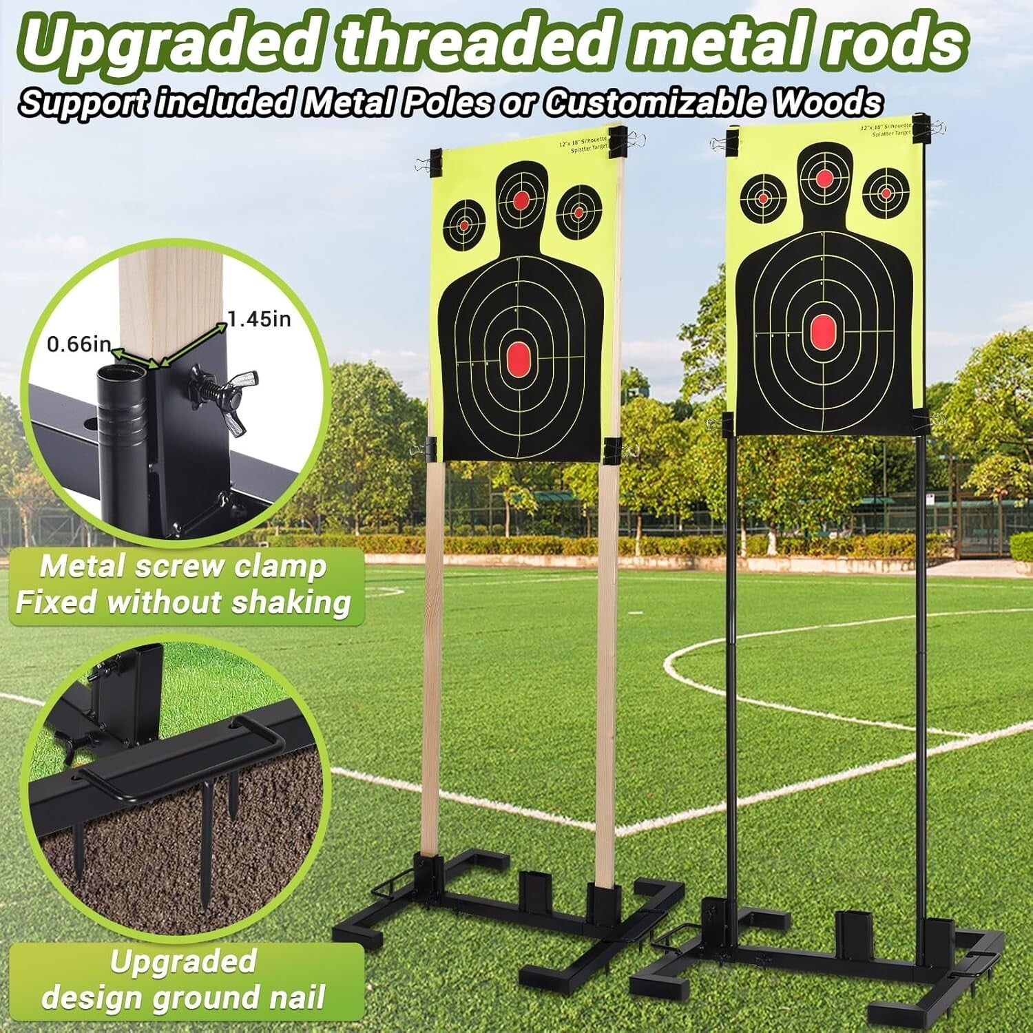 Shooting Target Stand with Adjustable Width, Two Mounting Options & 10 Targets