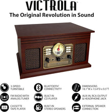 Load image into Gallery viewer, Vintage 3-Speed Turntable with Bluetooth &amp; Built-In Speakers - Espresso Finish