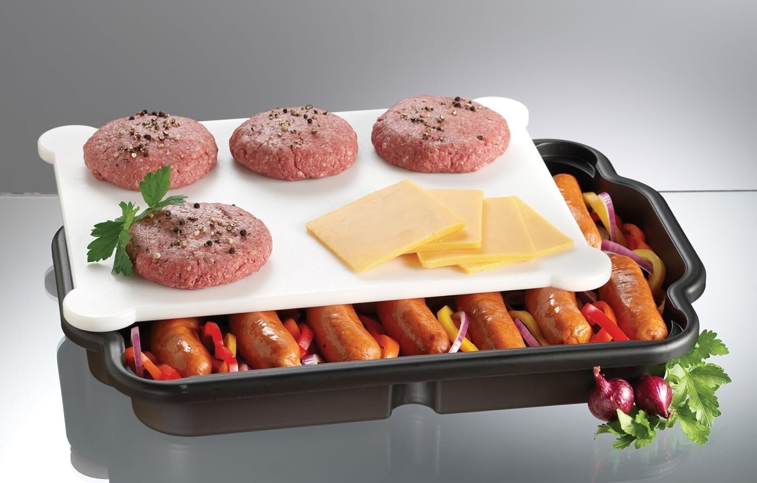 Dishwasher Safe BBQ Prep Cutting Board with Tray - Versatile & Lightweight