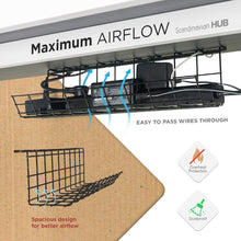 Load image into Gallery viewer, Sleek Black Under Desk Cable Management Rack – Effortless Installation Anywhere