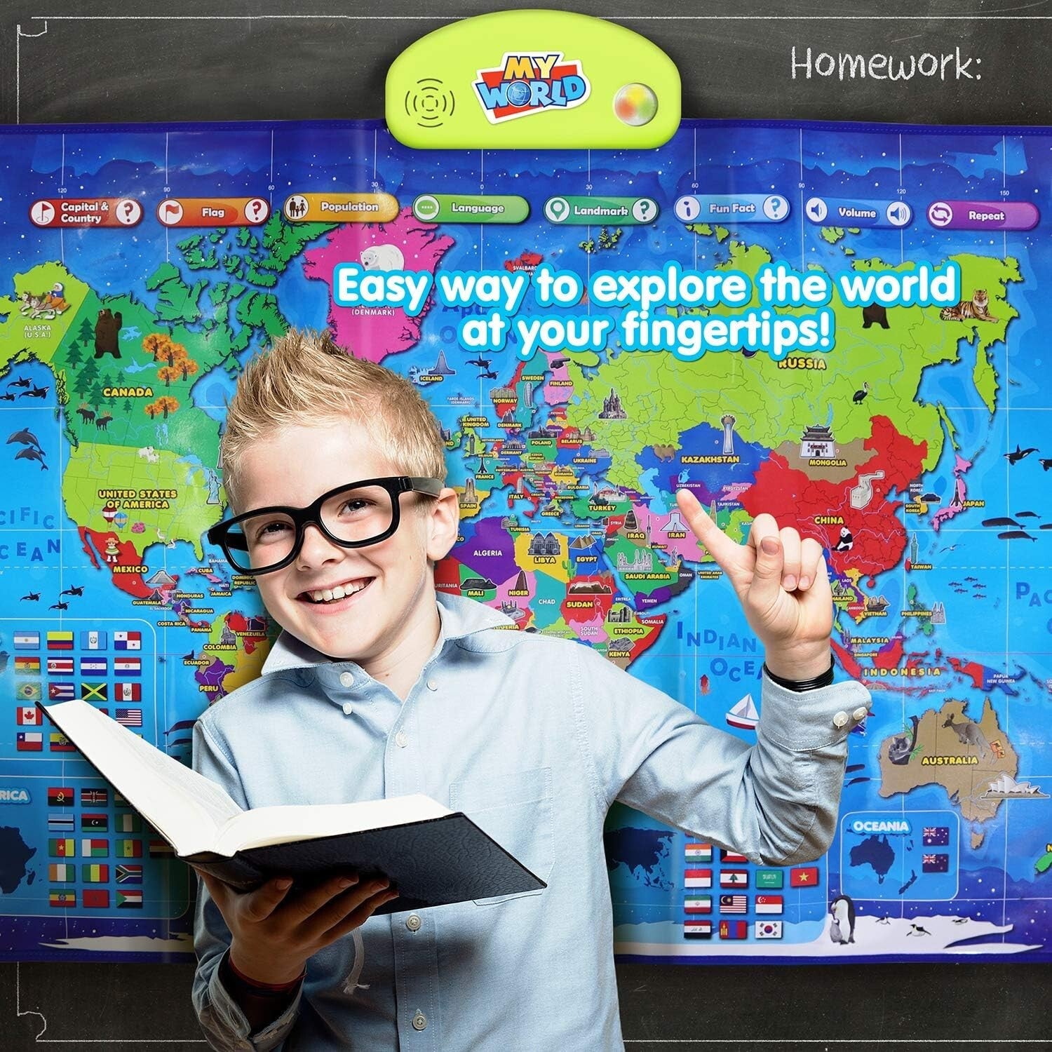 i-Poster My World: Educational Interactive Map for Ages 5-12 | Gift of Learning