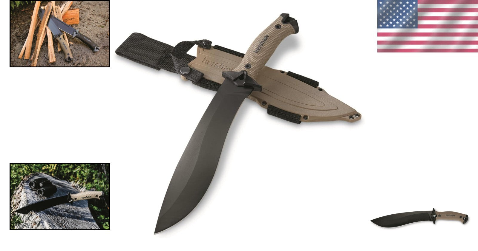 Camp 10 Tan Machete - 10-Inch Fixed Blade, Durable Survival Tool with Sheath