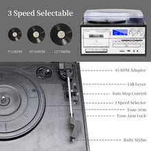 Load image into Gallery viewer, 10-in-1 Bluetooth Record Player with External Speakers – Music Versatility in...