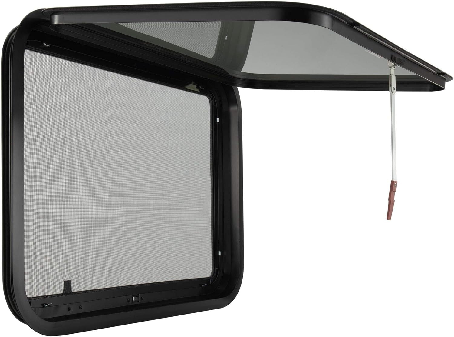 Durable RV Exit Window 30" W x 22" H with Removable Screen & Trim Ring