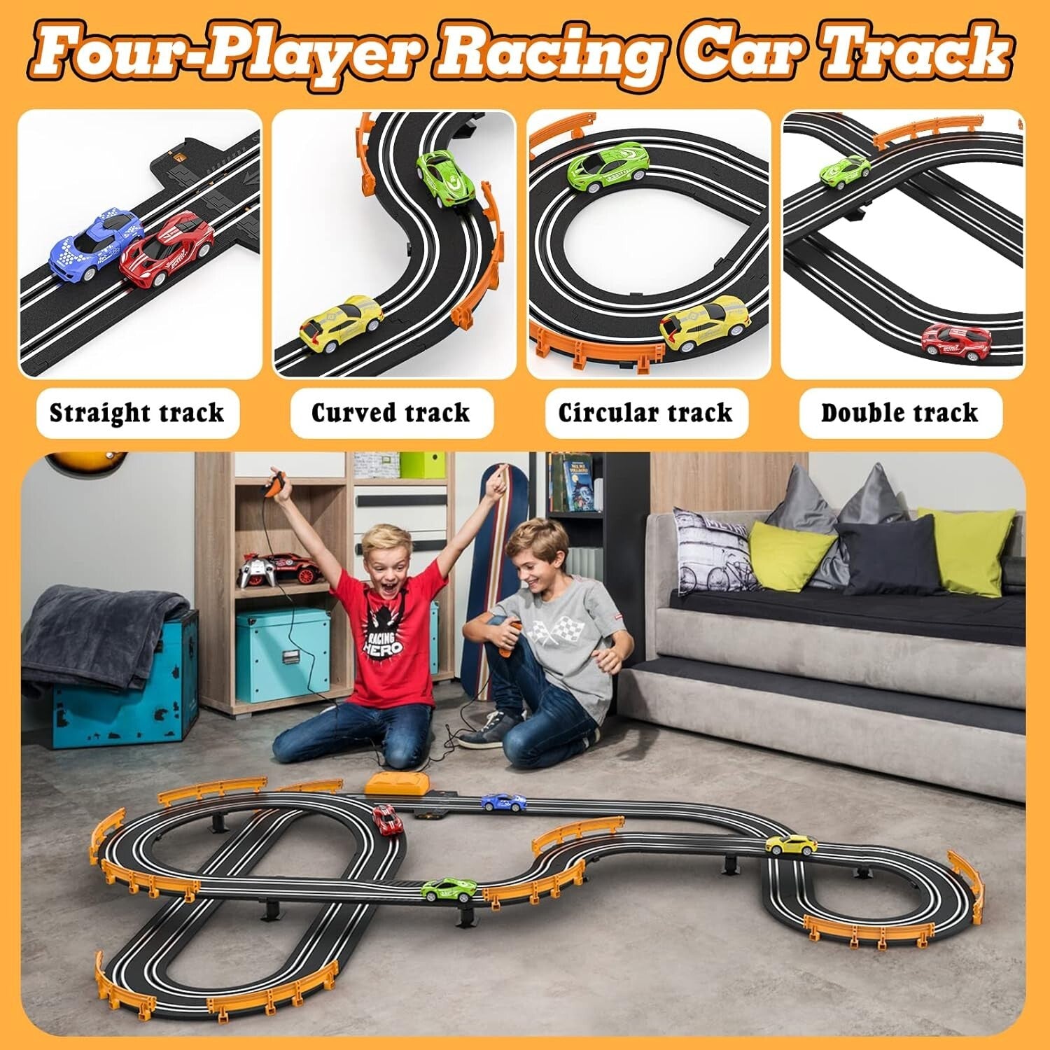 Dual Racing Slot Car Set with Remote Controls and Fast Cars – Fun for All Ages!