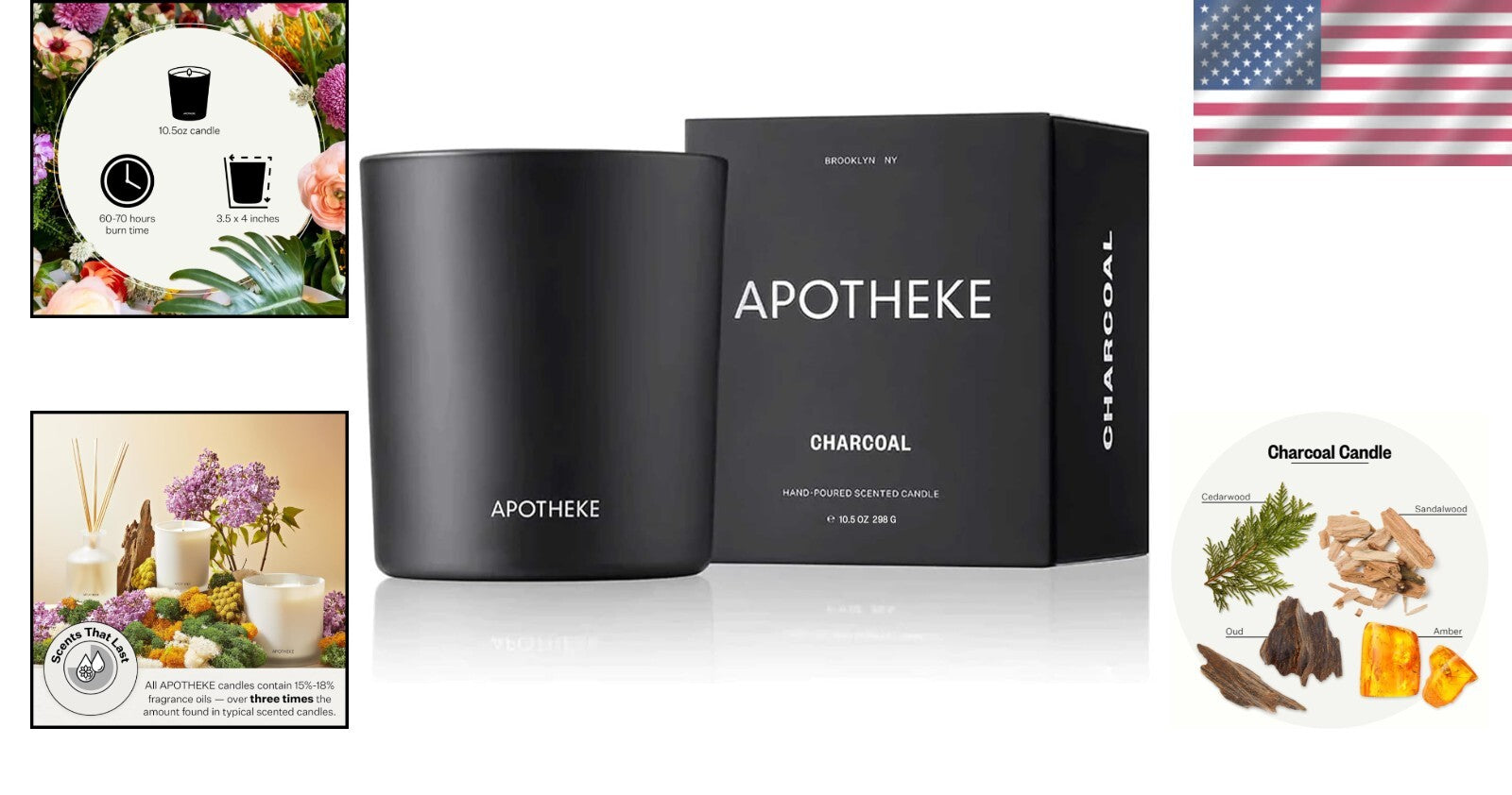 Brooklyn-Made Soy Wax Candle - Captivating Charcoal Aroma, 60-70 Hour Burn