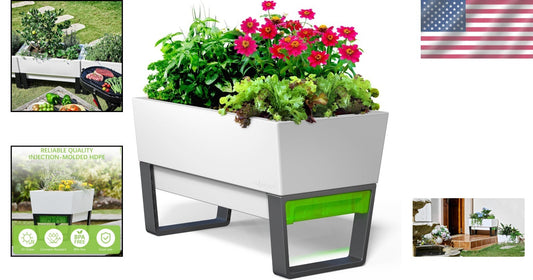 Elegant 29.5” Self-Watering Planter with Clip-on Drip Tray - Indoor/Outdoor Use