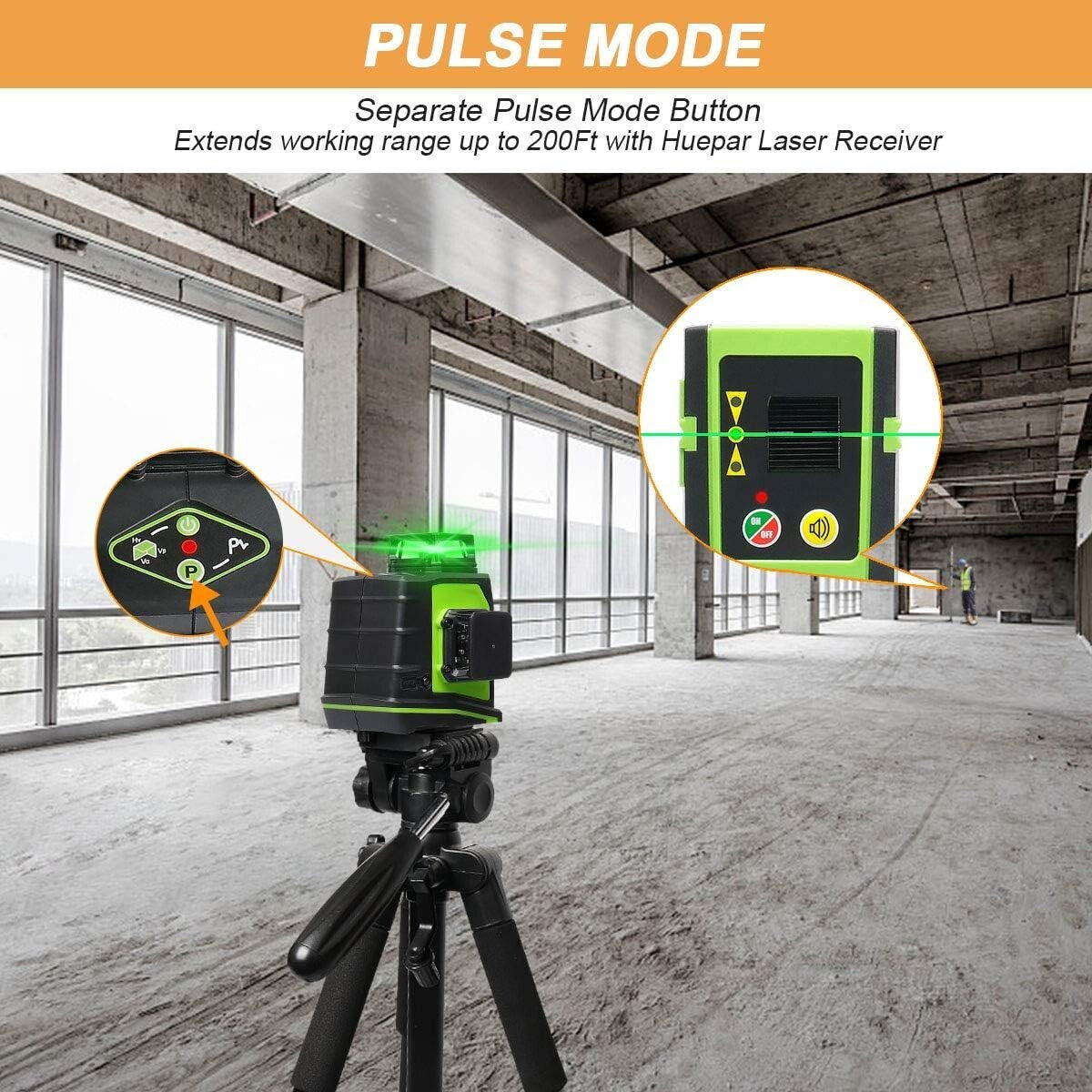 Professional 3-Plane Laser Level with 360° Green Beam for Construction Tasks